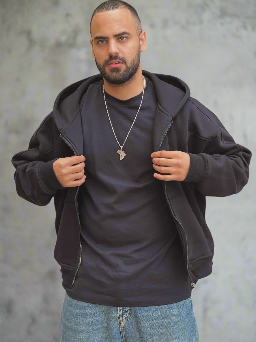 Essential Zip-Up Black Hoodie