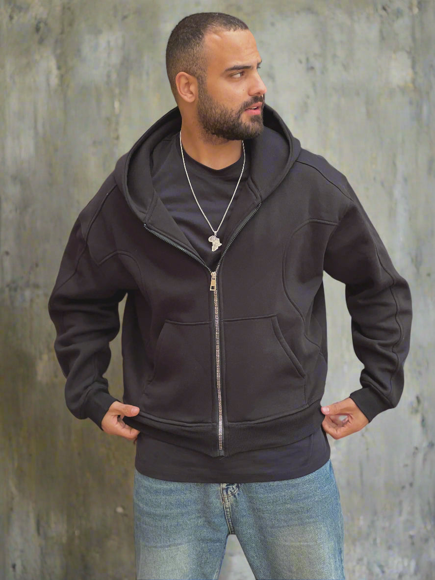 Essential Zip-Up Black Hoodie