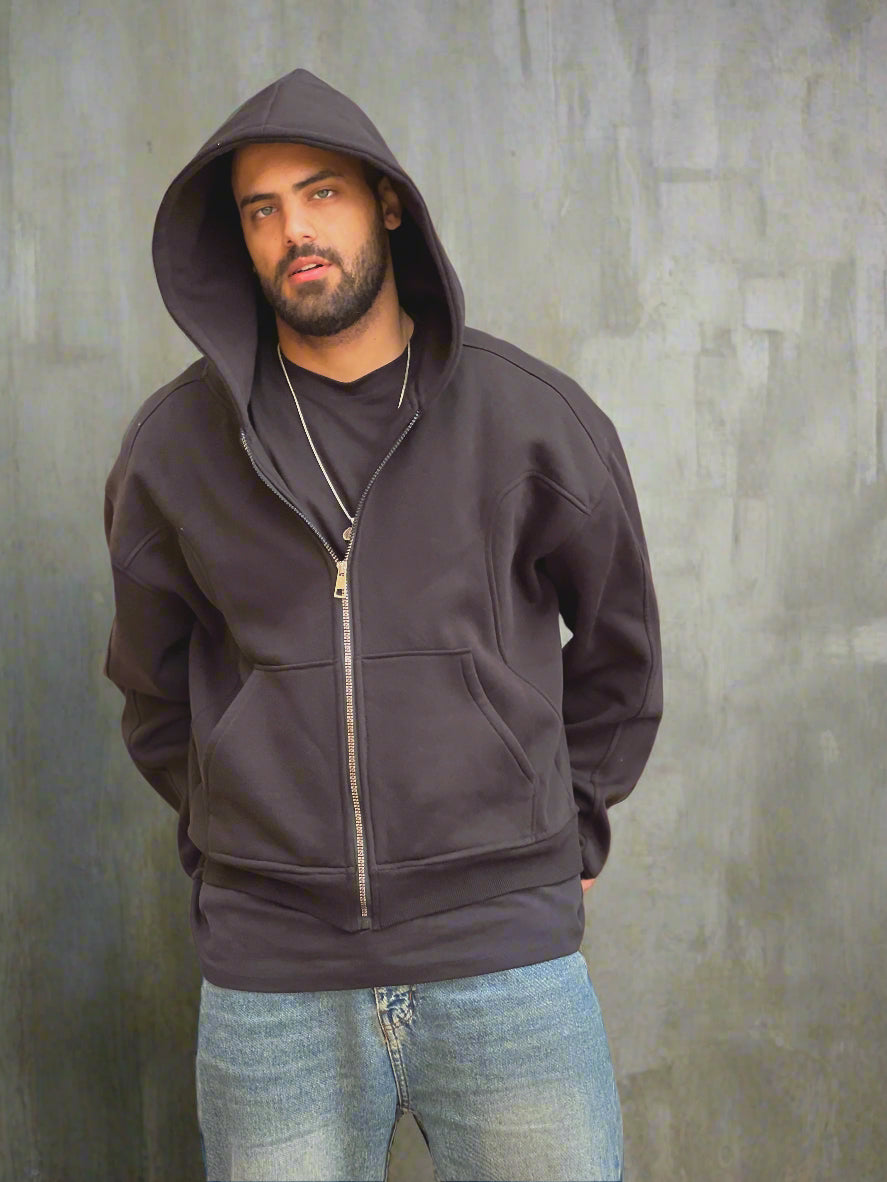 Essential Zip-Up Black Hoodie