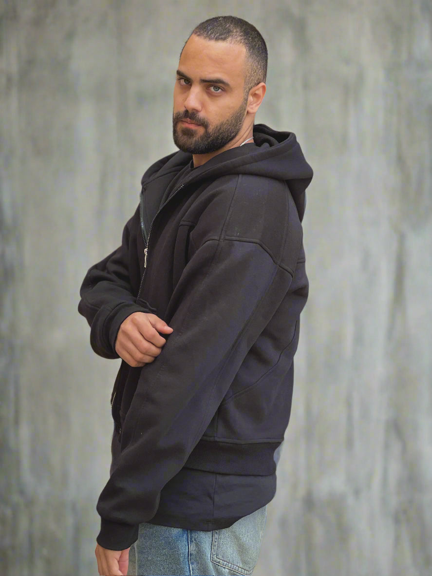 Essential Zip-Up Black Hoodie