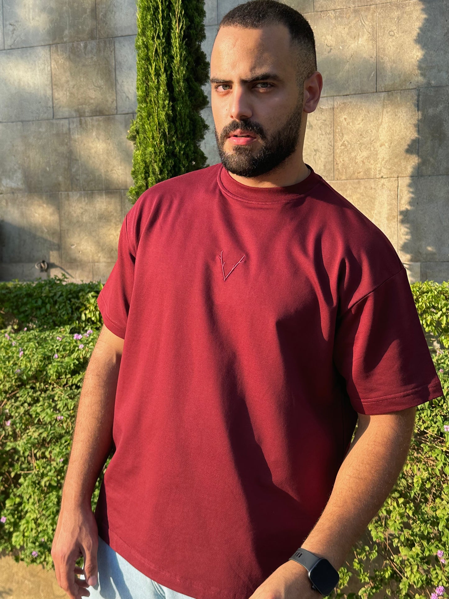 V Stamp Burgundy T-shirt