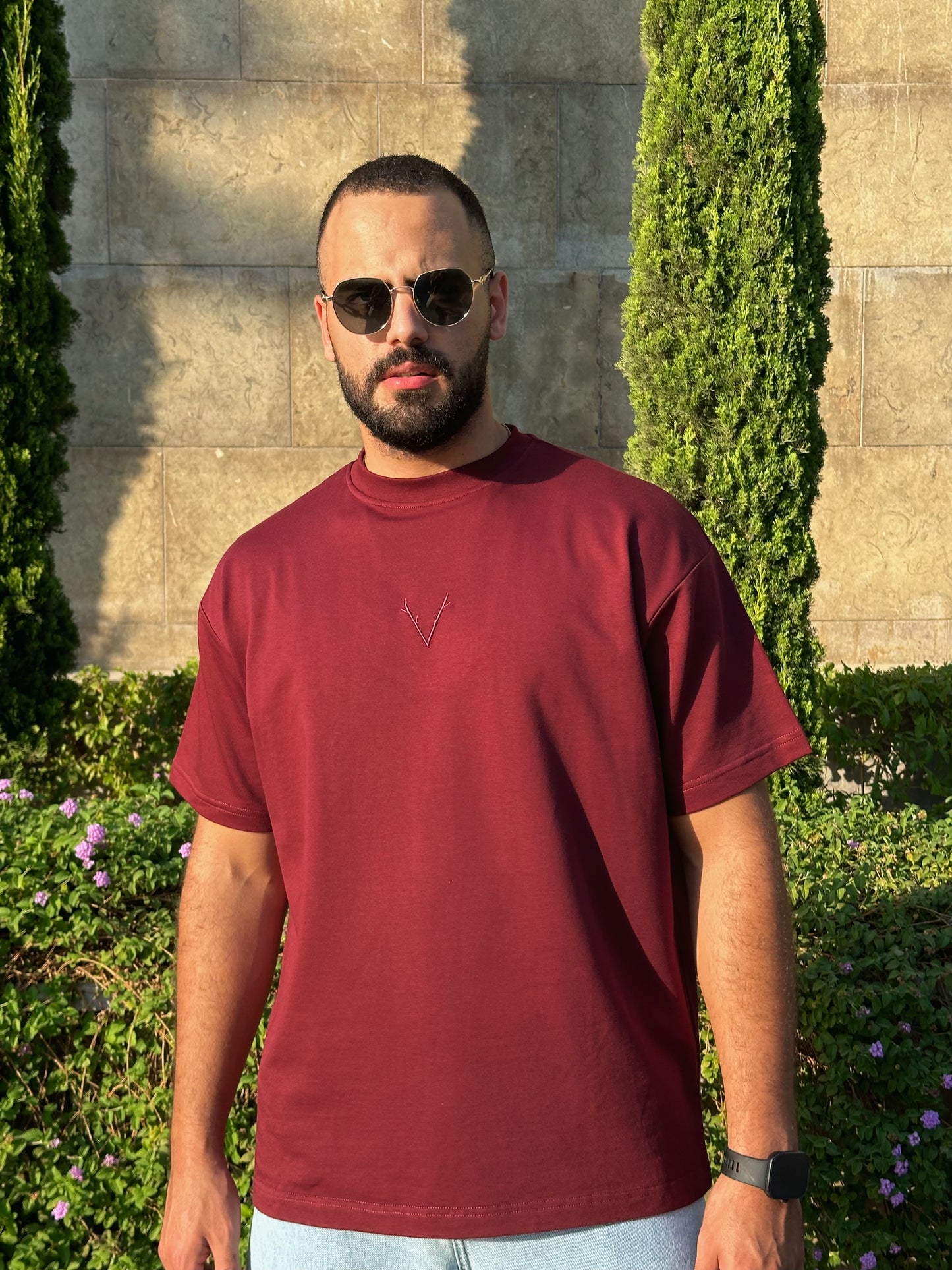 V Stamp Burgundy T-shirt