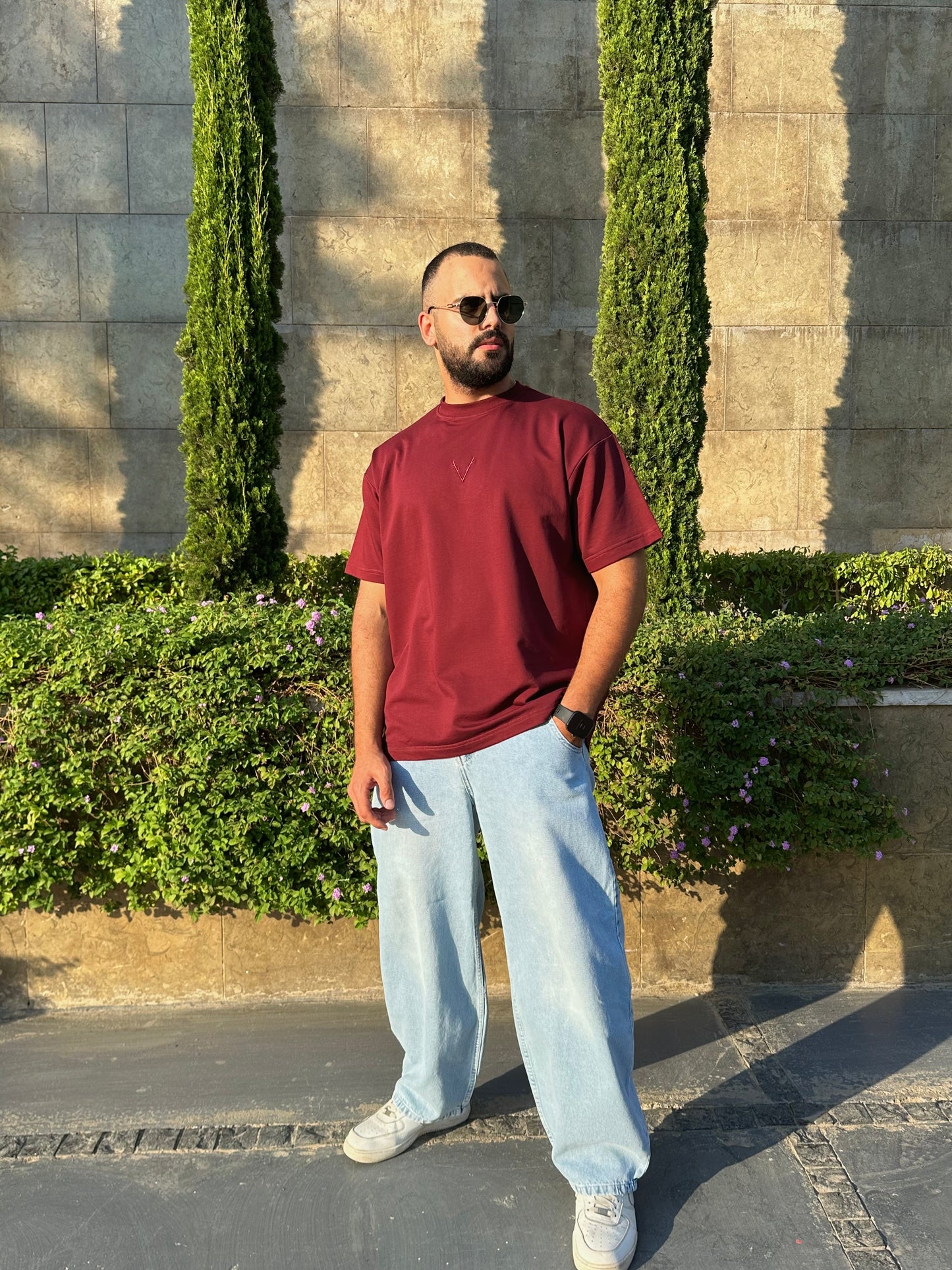 V Stamp Burgundy T-shirt