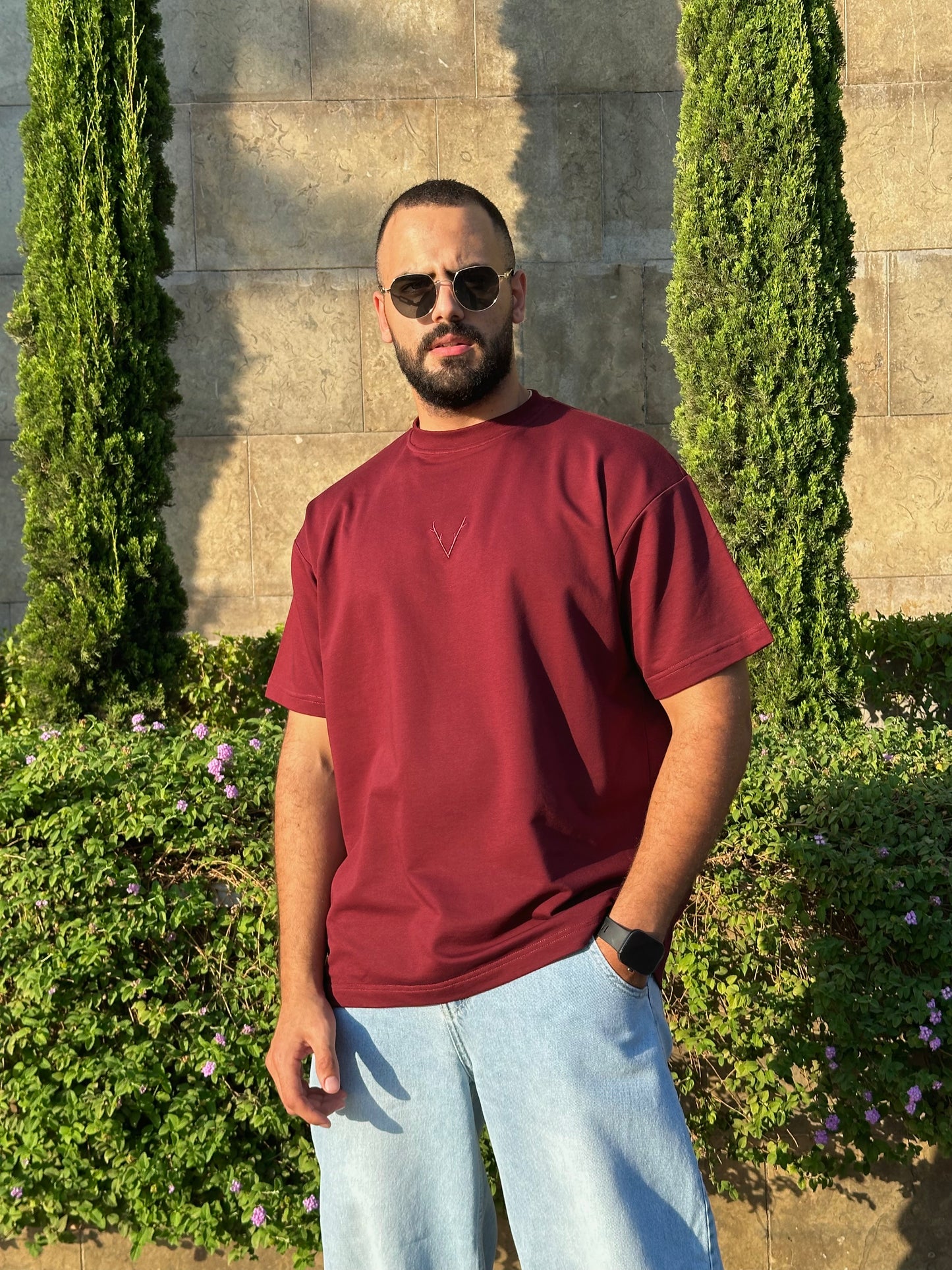 V Stamp Burgundy T-shirt