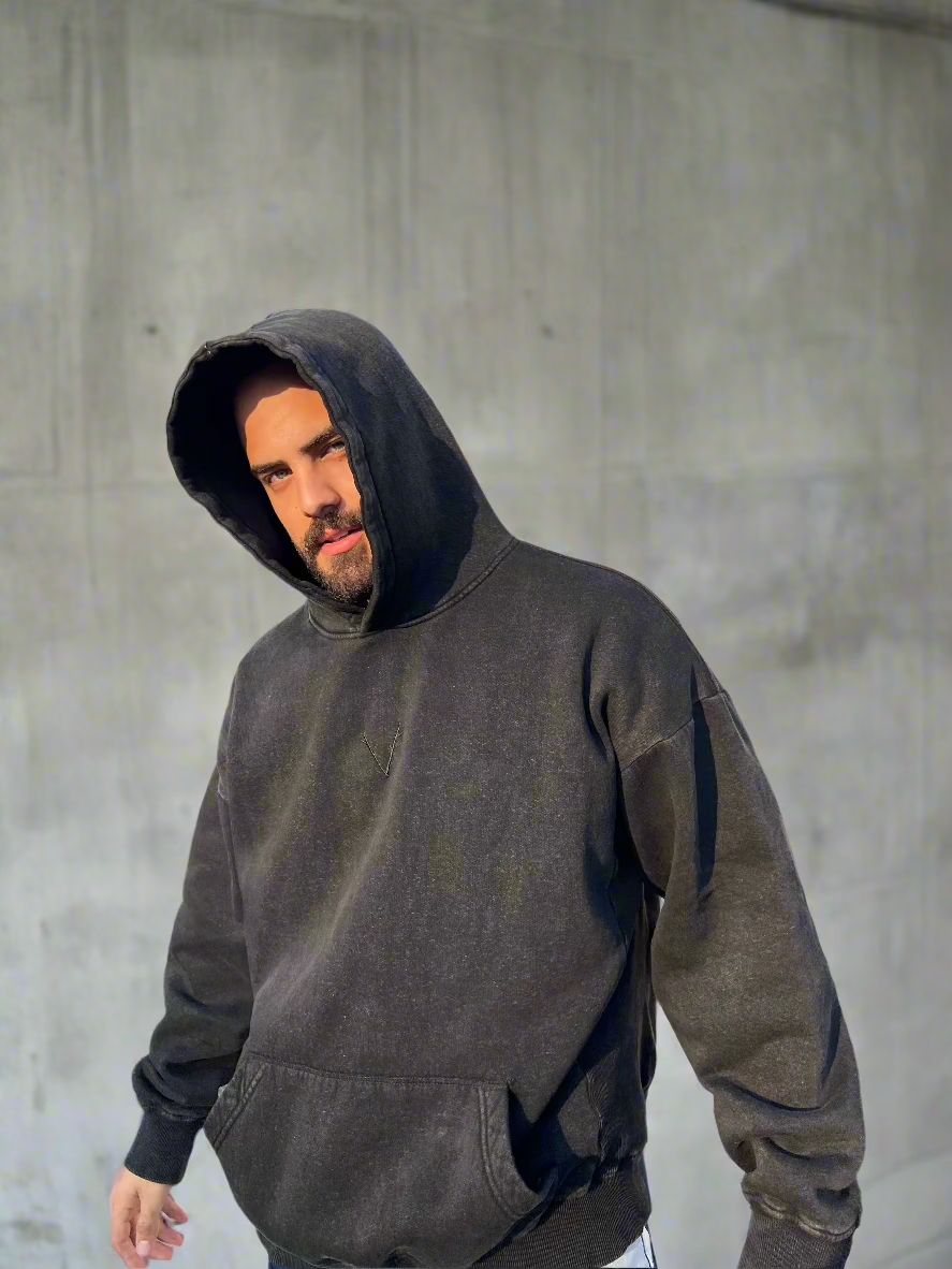 ESSENTIAL MONOCHROME BLACK HOODIE