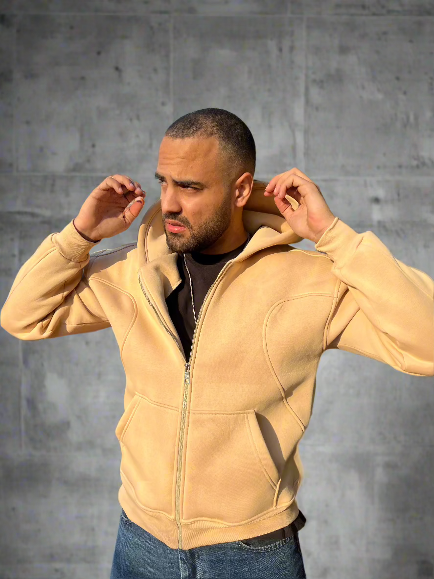 Essential Zip-Up sandstone Hoodie