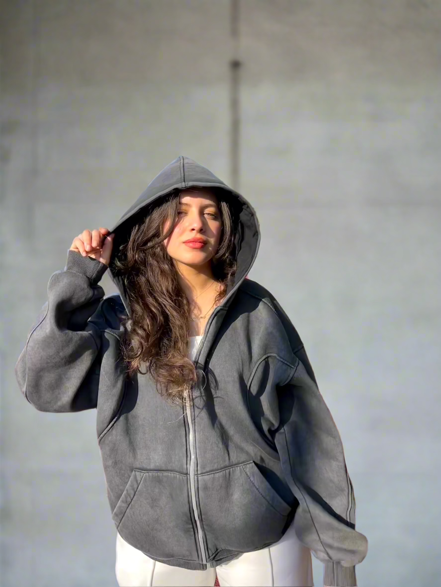 Essential Zip-Up Moonstone Grey Hoodie Success
