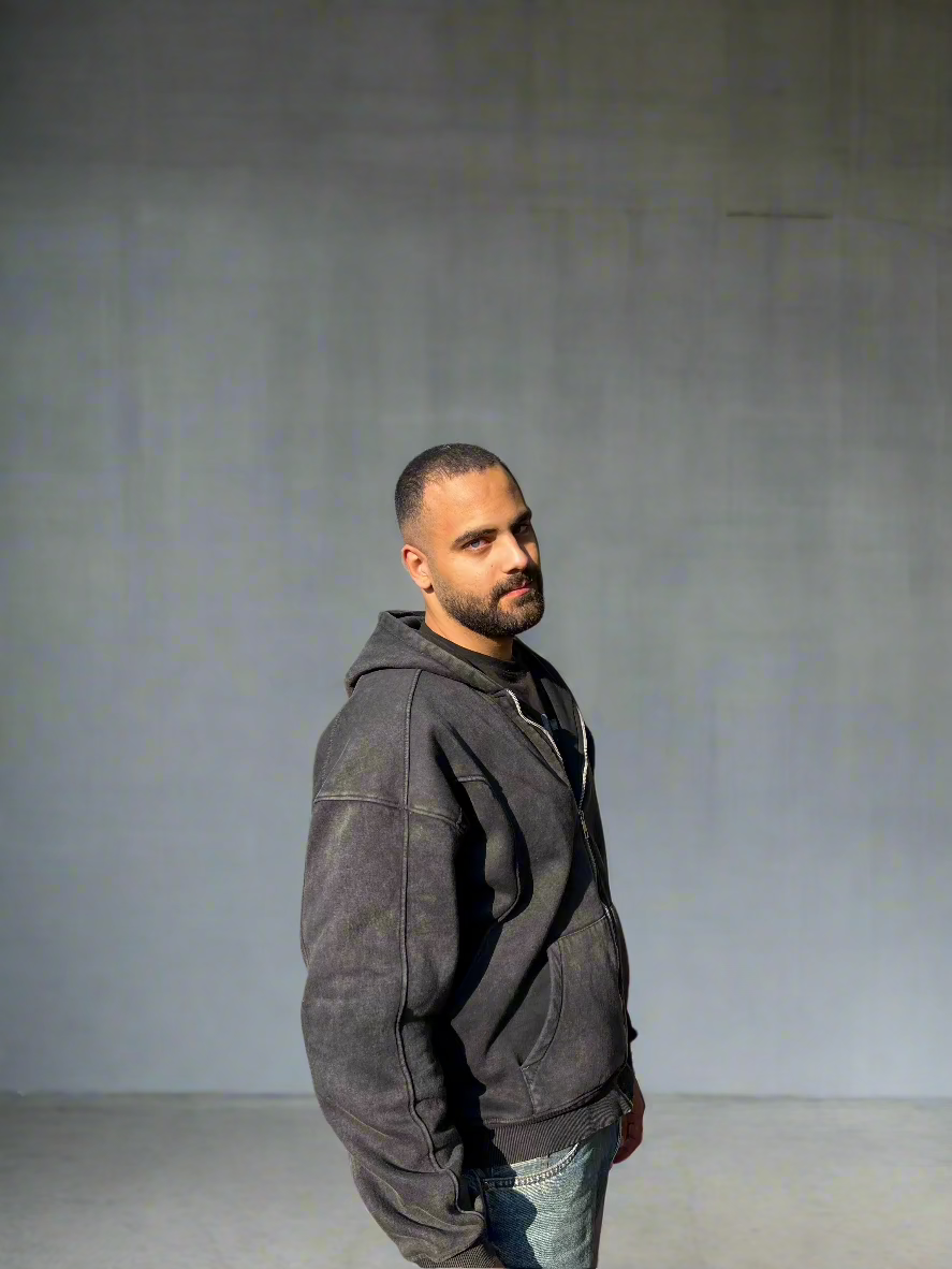Essential Zip-Up Storm Charcoal Hoodie