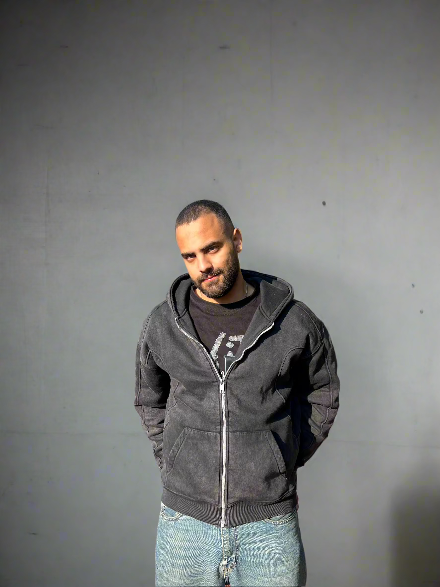 Essential Zip-Up Storm Charcoal Hoodie