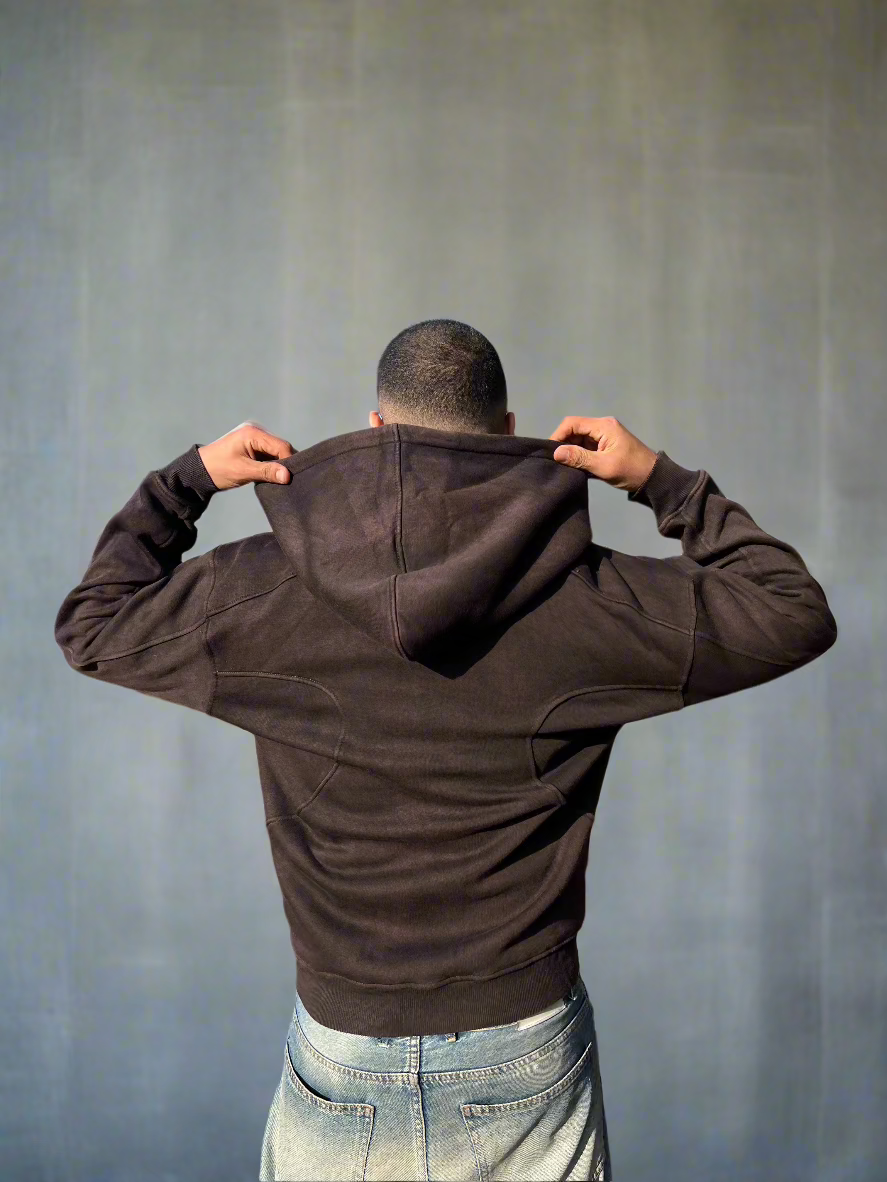 Essential Zip-Up Washed Dark Chocolate Hoodie