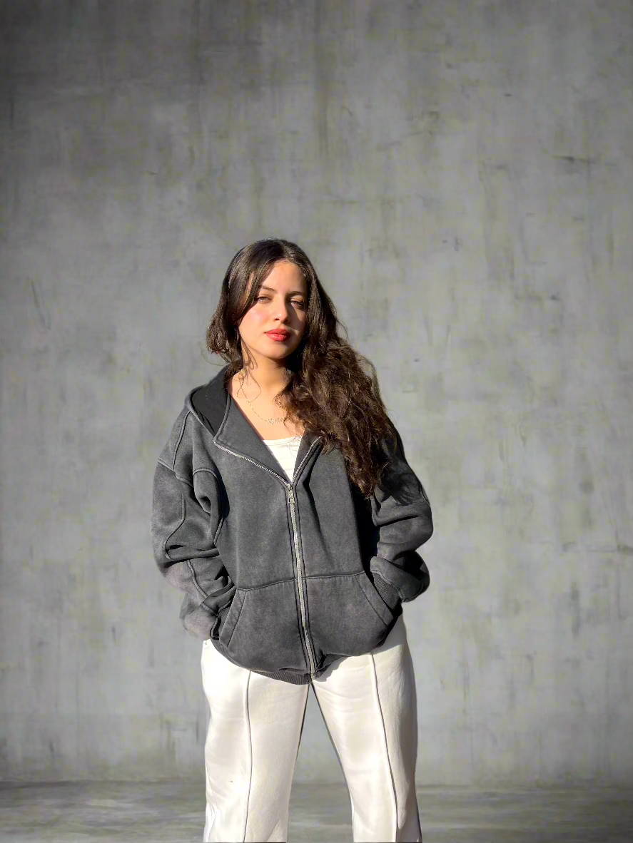 Essential Zip-Up Moonstone Grey Hoodie Success