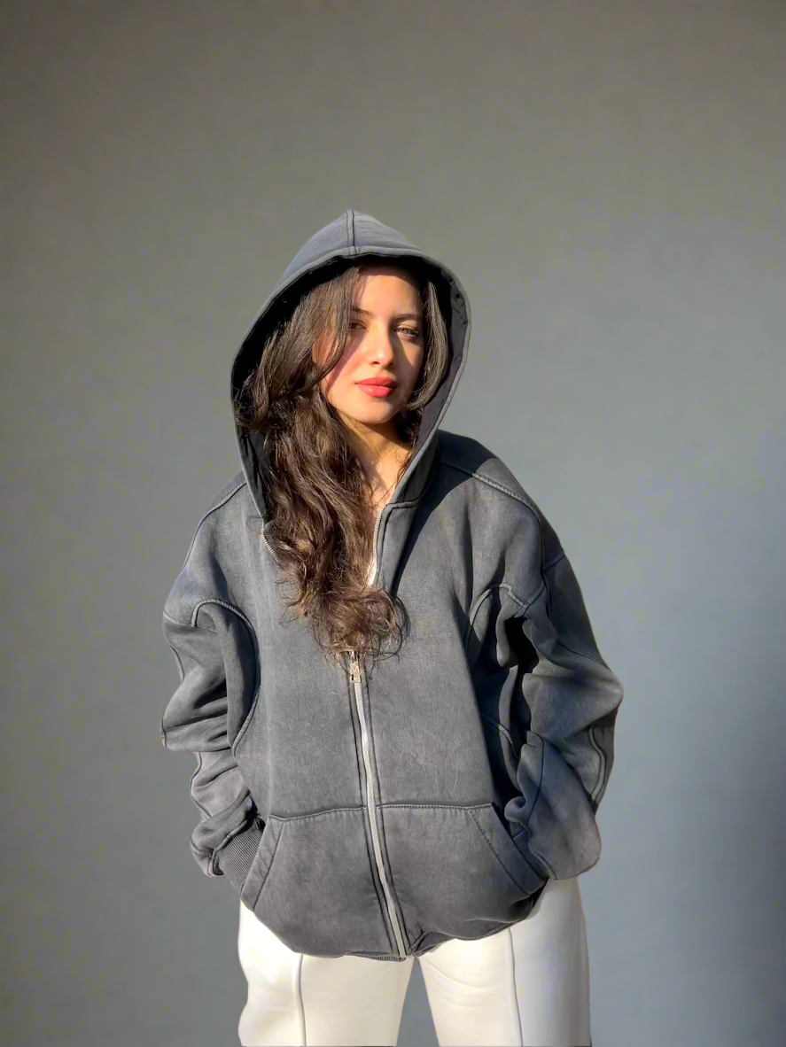 Essential Zip-Up Moonstone Grey Hoodie Success