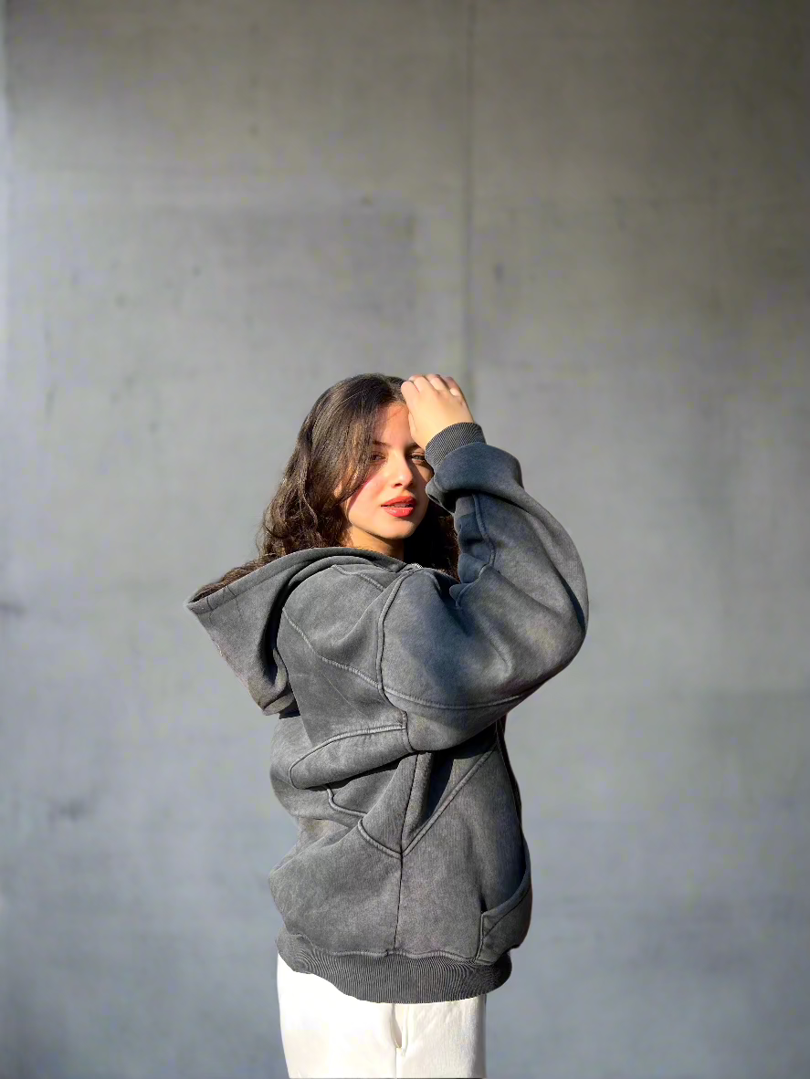 Essential Zip-Up Moonstone Grey Hoodie Success