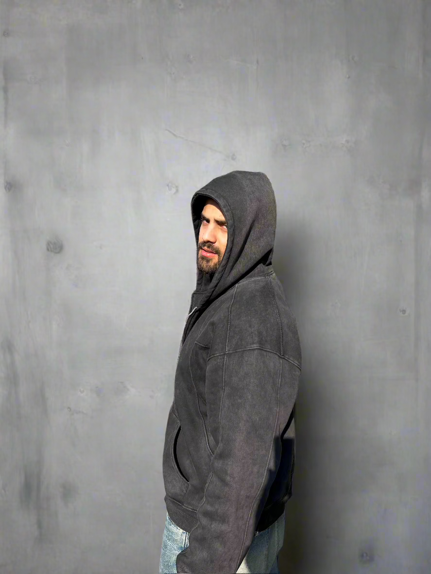 Essential Zip-Up Storm Charcoal Hoodie