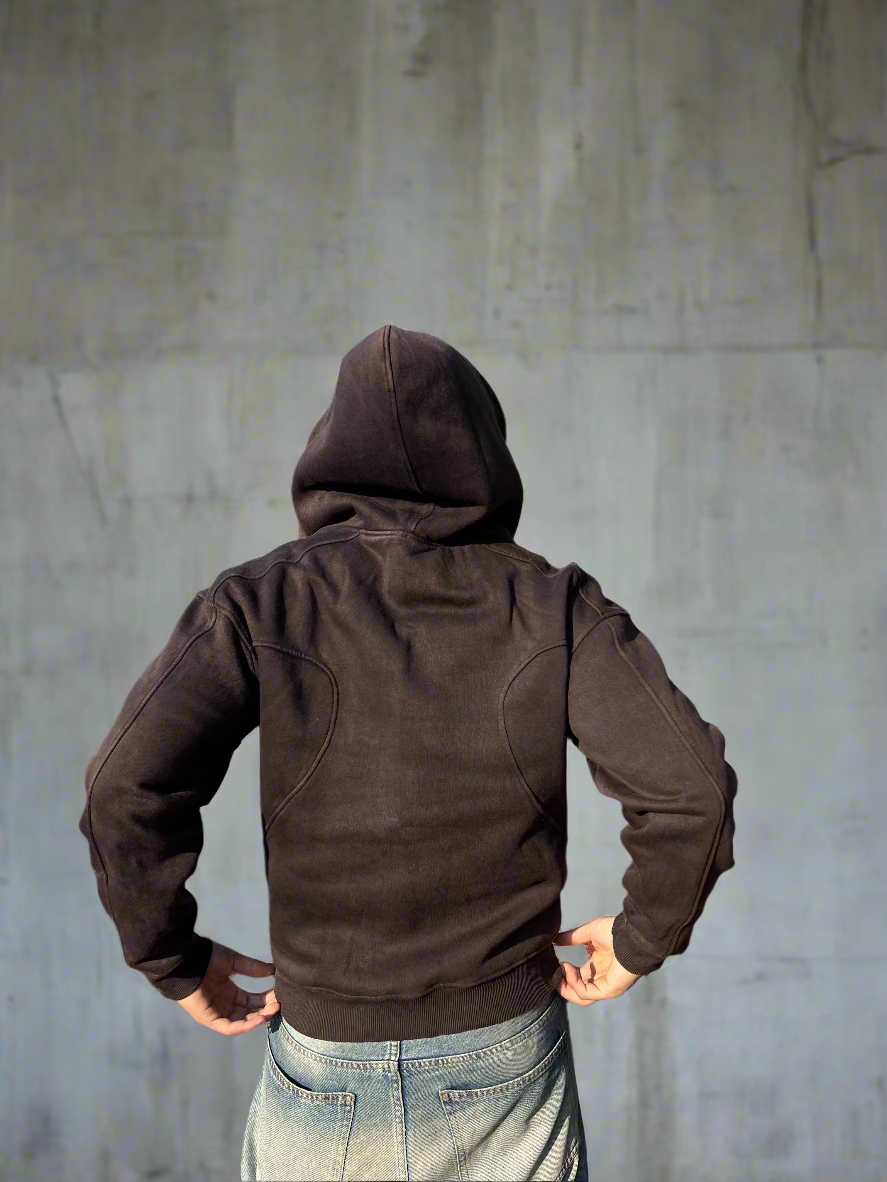 Essential Zip-Up  Washed Dark Chocolate Hoodie